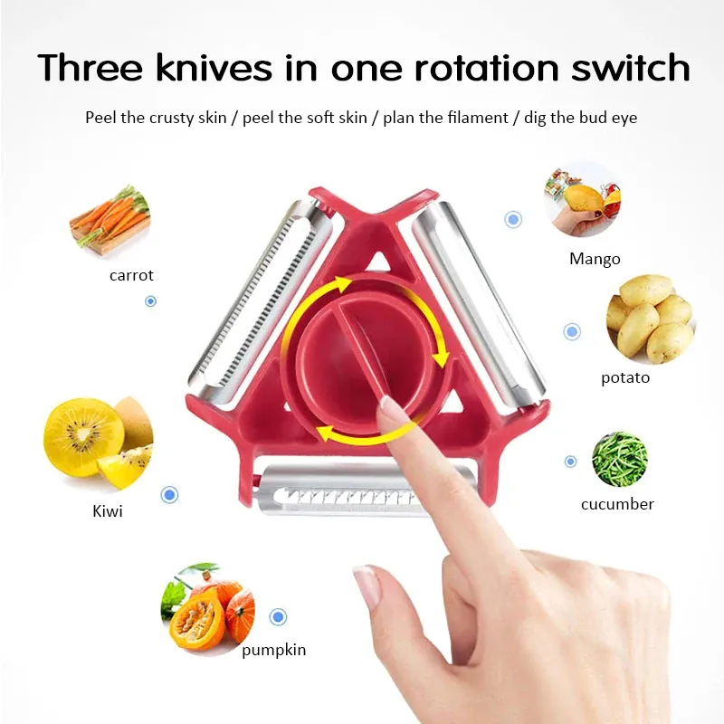 Éplucheur Multifonction en Acier Inoxydable | Lot de 3 Outils de Cuisine