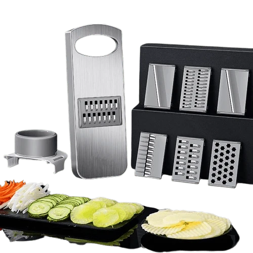 Mandoline Inox 6 Lames 316L Antibactérien avec Protection Main