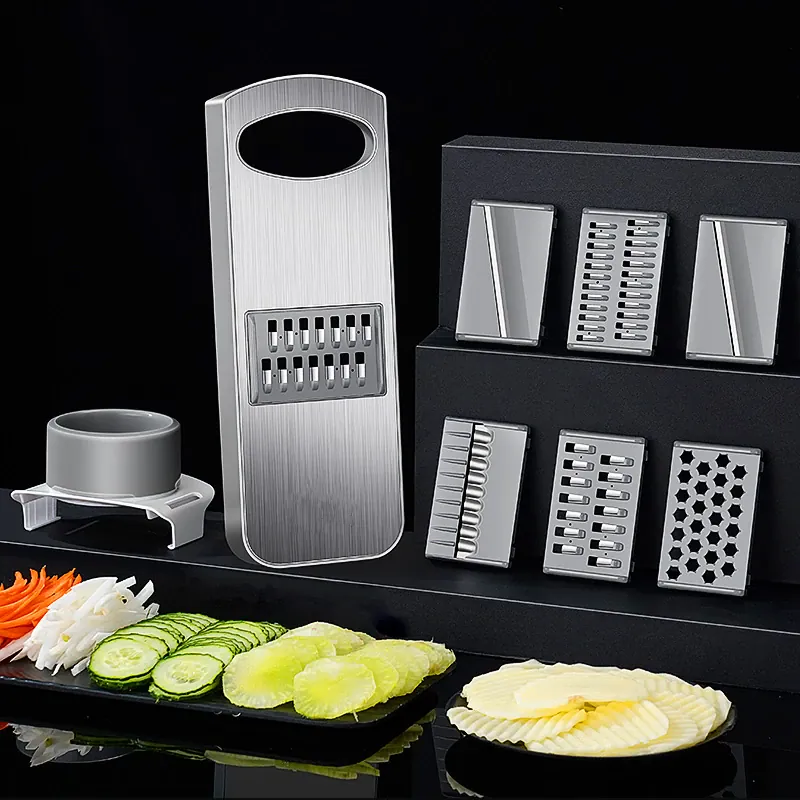 Mandoline Inox 6 Lames 316L Antibactérien avec Protection Main