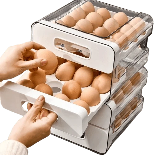 Organiseur de Rangement Frigo pour 32 Œufs | Double Couche