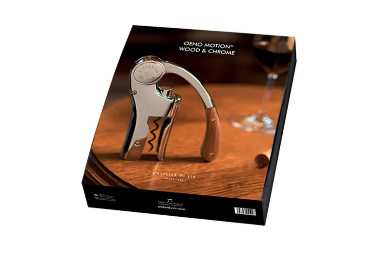 Coffret tire bouchon L'Atelier du vin Oeno Motion Wood & Chrome bois massif