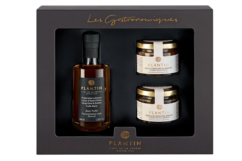 Coffret cadeau Plantin Apéritif autour de la truffe huile d'olives à la truffe noire + 2 verrines