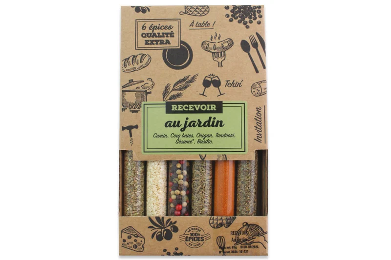 Coffret 6 tubes d'épices Le Monde en Tube Recevoir au jardin