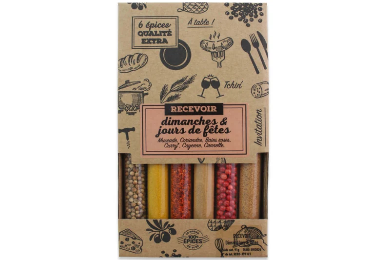 Coffret 6 tubes d'épices Le Monde en Tube Recevoir dimanches et jours de fêtes