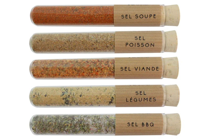 Coffret 5 mini tubes d'épices Le Monde en Tube Mes p'tites épices Mes sels fous