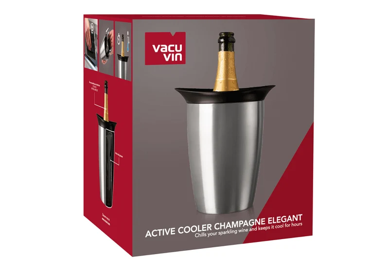 Seau refroidisseur à Champagne Vacu Vin en acier brossé