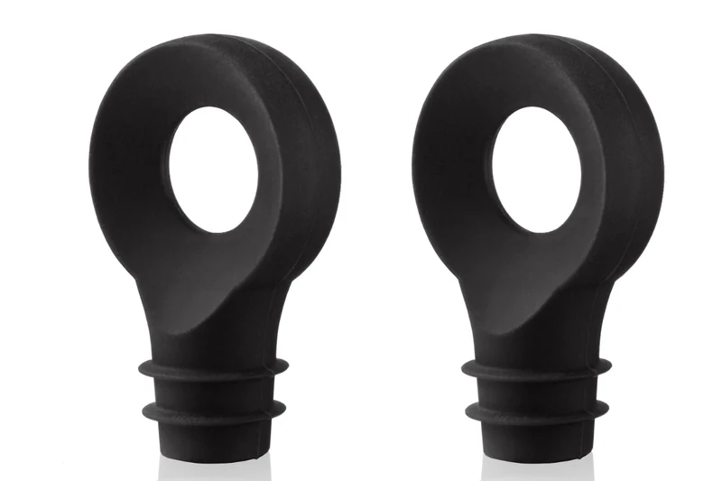 Set de 2 bouchons arrondis Vacu vin noir