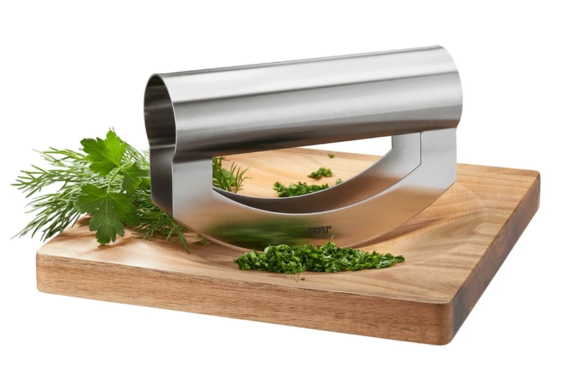 Set hachoir berceuse Gefu Viavo avec planche en bois d'acacia