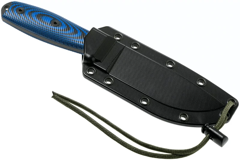 Couteau Esee 4 4PB-008 lame acier carbone 11,6cm manche G10 bleu et noir + étui