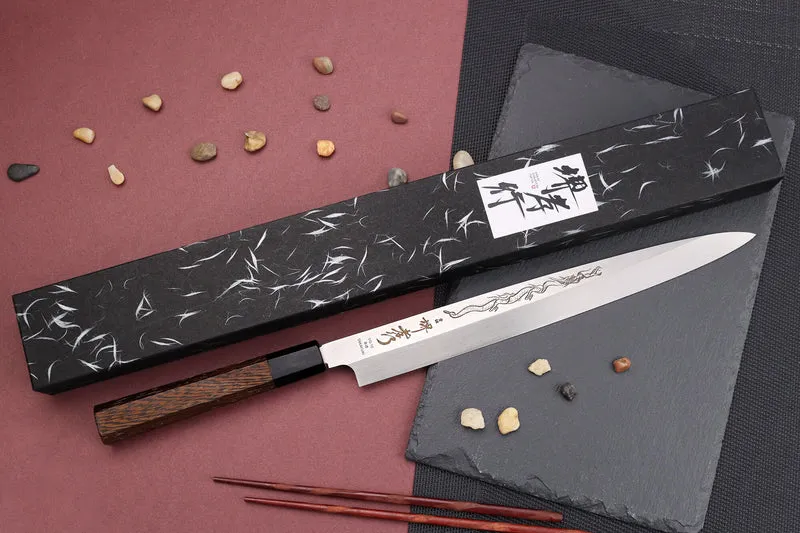 Couteau yanagiba 30cm japonais artisanal Sakai Takayuki Honyaki Shoryu VG10