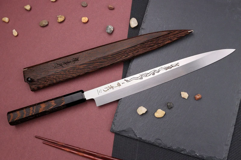 Couteau yanagiba 27cm japonais artisanal Sakai Takayuki Honyaki Shoryu VG10