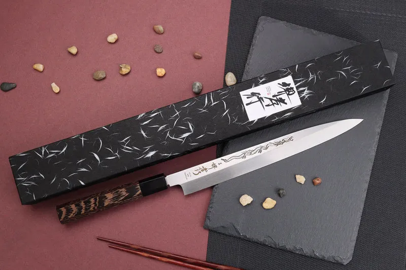 Couteau yanagiba 27cm japonais artisanal Sakai Takayuki Honyaki Shoryu VG10