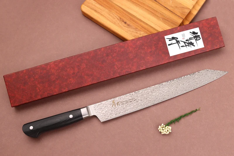 Couteau sujihiki kiritsuke 26cm japonais Sakai Takayuki Coreless Damascus
