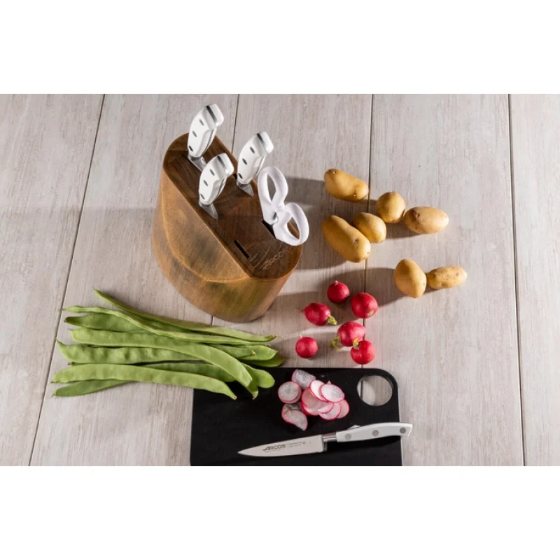 Juego Cocina 4 pzas. Serie Riviera Blanc + Tijeras + Taco Madera