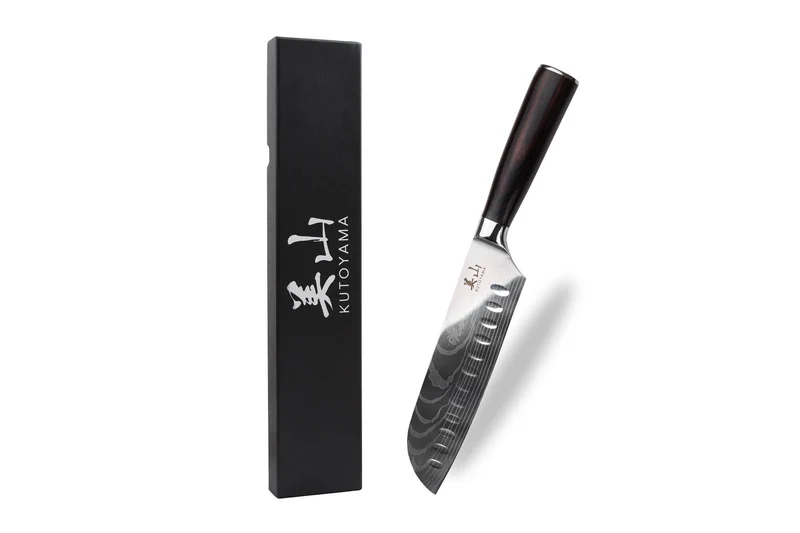 Couteau santoku 17cm alvéolé Kutoyama Black Pakka