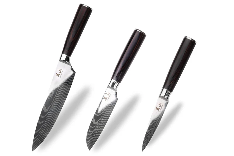 Set de 3 couteaux Kutoyama Black Pakka office + petit santoku + chef