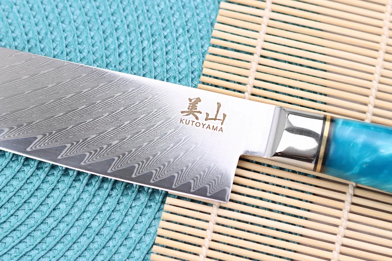 Couteau santoku 17cm Kutoyama damas Azur