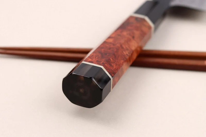 Couteau de chef 21cm japonais artisanal Kisuke Manaka Enn en cognassier avec 2 anneaux