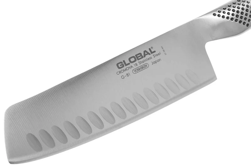 Couperet à légumes japonais Global G81 lame alvéolée 18cm