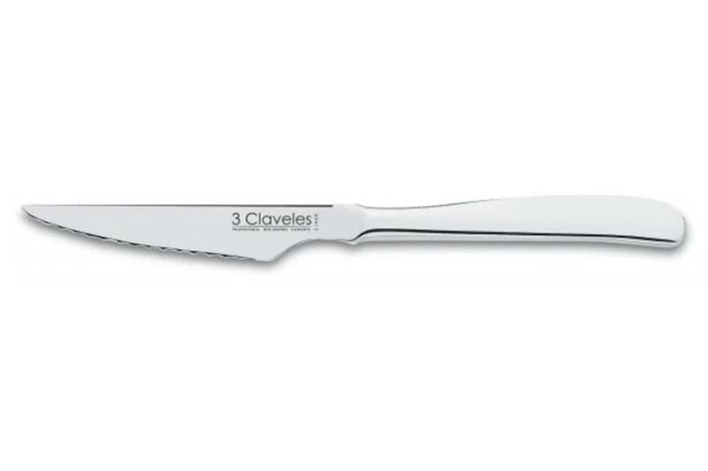 Couteau de table 3 Claveles tout acier lame dentelée 11cm
