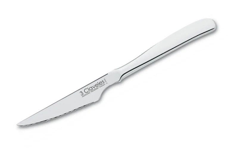 Couteau de table 3 Claveles tout acier lame dentelée 11cm