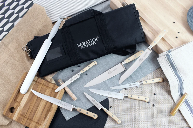 Mallette cuisine Sabatier Brocéliande 7 couteaux fabrication française + 1 fusil