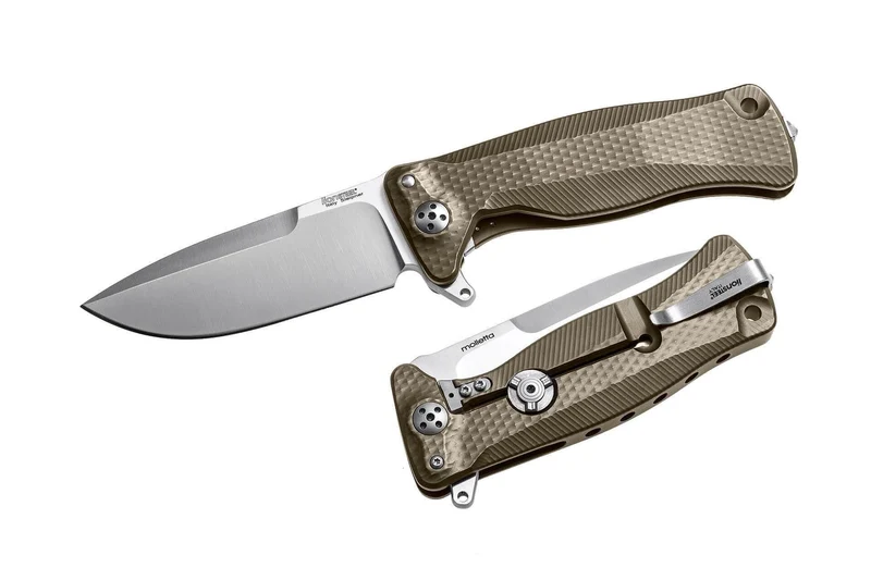 Couteau pliant LionSteel SR11 manche titanium 12cm pic brise-vitre + étui cuir