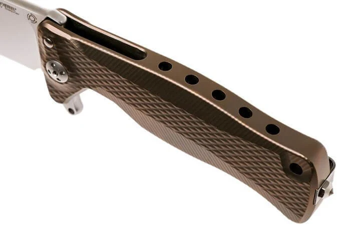 Couteau pliant LionSteel SR11 manche titanium 12cm pic brise-vitre + étui cuir