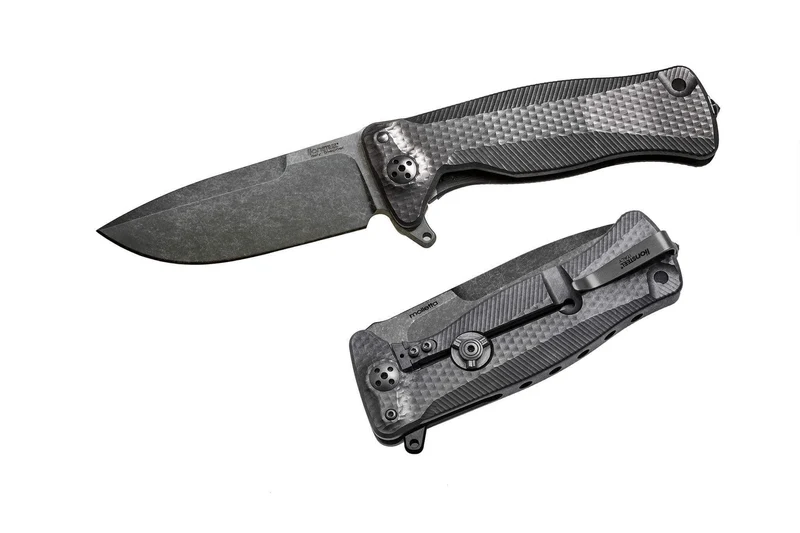 Couteau pliant LionSteel SR11 manche titanium 12cm pic brise-vitre + étui cuir