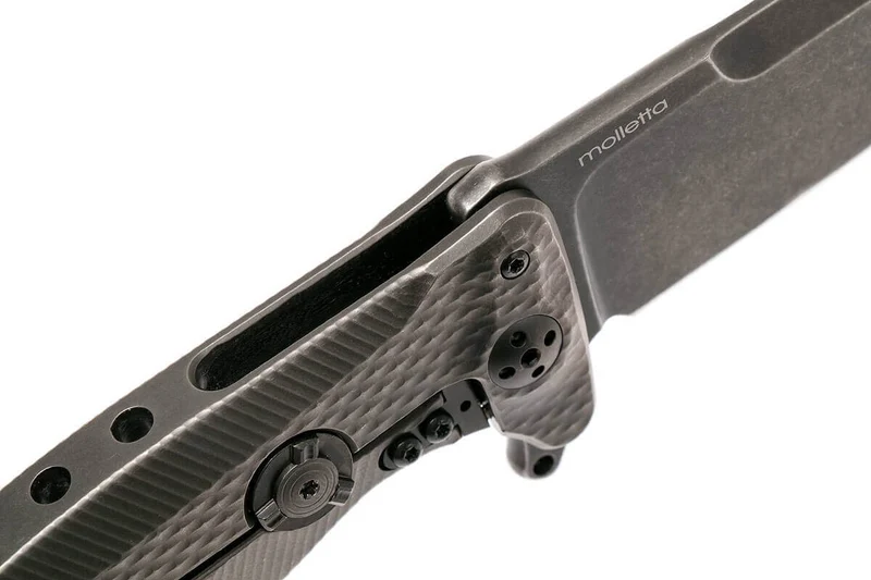 Couteau pliant LionSteel SR11 manche titanium 12cm pic brise-vitre + étui cuir