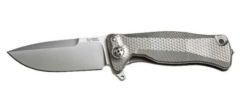 Couteau pliant LionSteel SR11 manche titanium 12cm pic brise-vitre + étui cuir