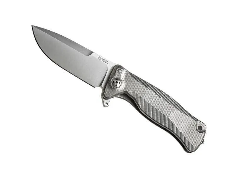 Couteau pliant LionSteel SR11 manche titanium 12cm pic brise-vitre + étui cuir