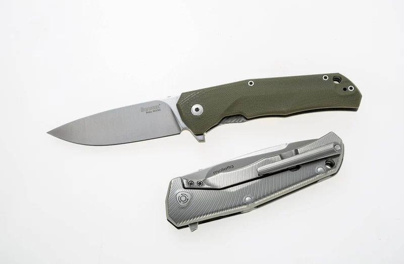 Couteau pliant LionSteel Tre manche G10 / titanium 10cm