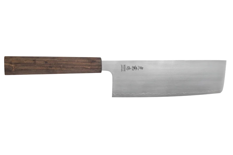 Couteau nakiri 16cm japonais artisanal Wusaki Hikari SLD manche bubinga