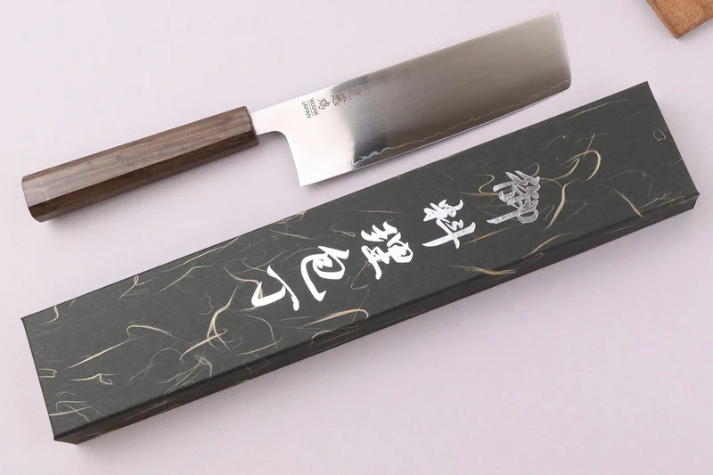Couteau nakiri 16cm japonais artisanal Wusaki Hikari SLD manche bubinga