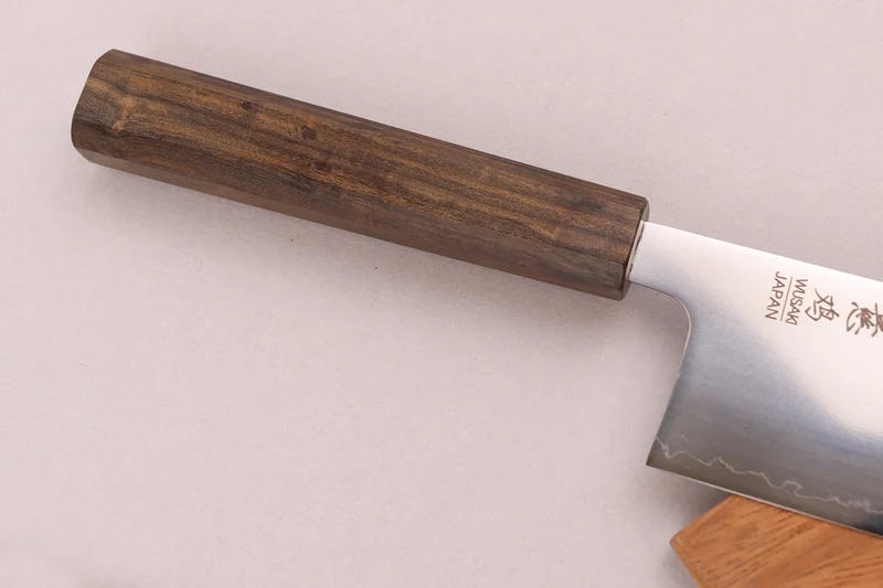 Couteau nakiri 16cm japonais artisanal Wusaki Hikari SLD manche bubinga