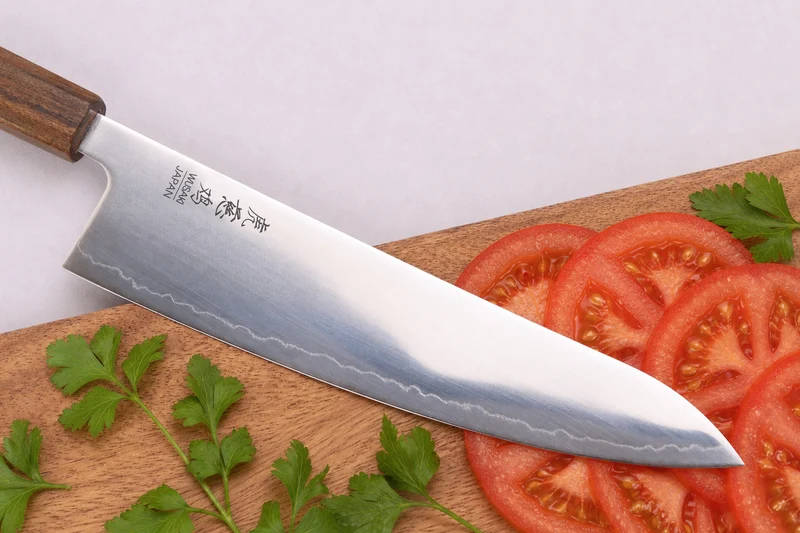 Couteau gyuto 21cm japonais artisanal Wusaki Hikari SLD manche bubinga