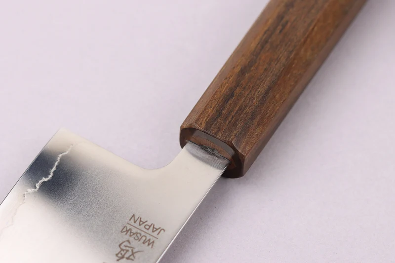Couteau gyuto 21cm japonais artisanal Wusaki Hikari SLD manche bubinga