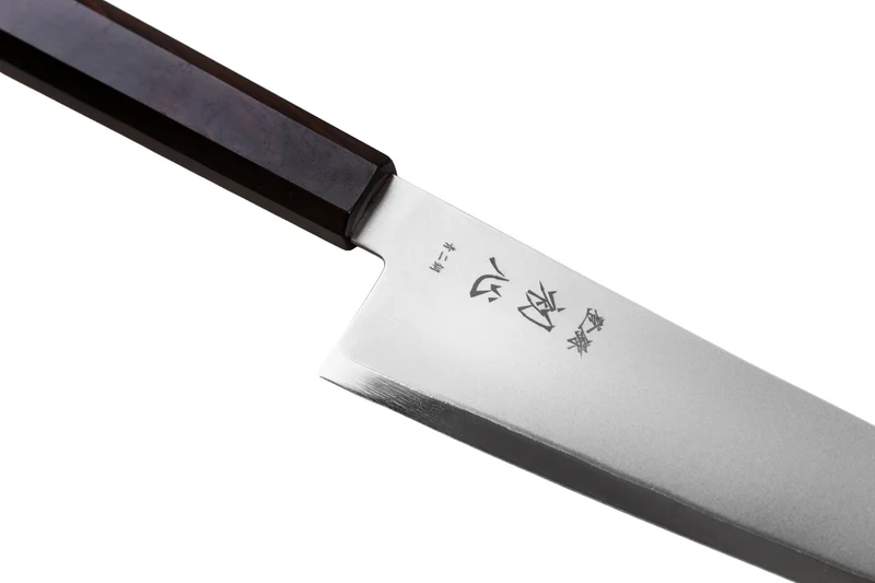 Couteau de chef gyuto 21cm japonais artisanal Hatsukokoro Kaijin BS2 ébène