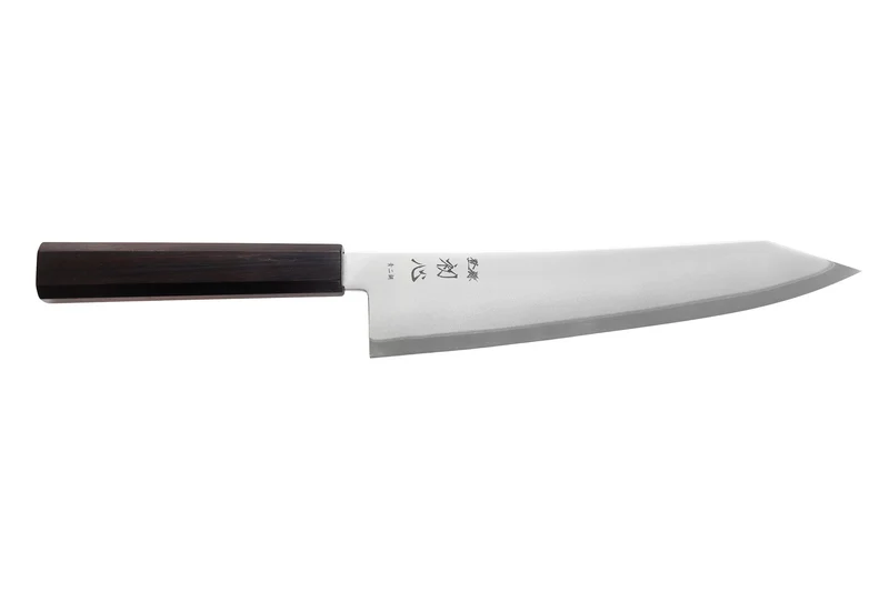 Couteau de chef gyuto kiritsuke 22cm japonais artisanal Hatsukokoro Kaijin BS2 ébène