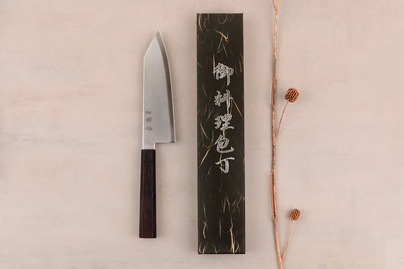 Couteau bunka 17cm japonais artisanal Hatsukokoro Kaijin BS2 ébène
