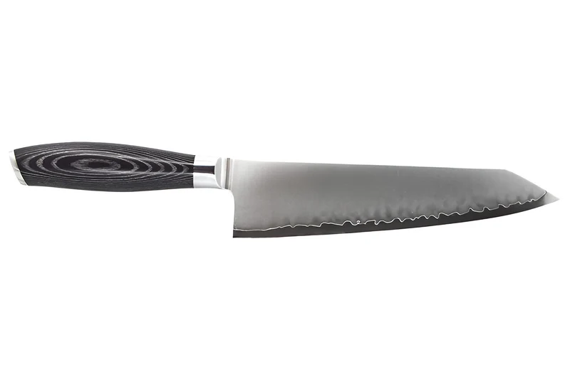 Couteau bunka 20cm Hakami Ajisai lame San Maï manche pakkawood noir et gris