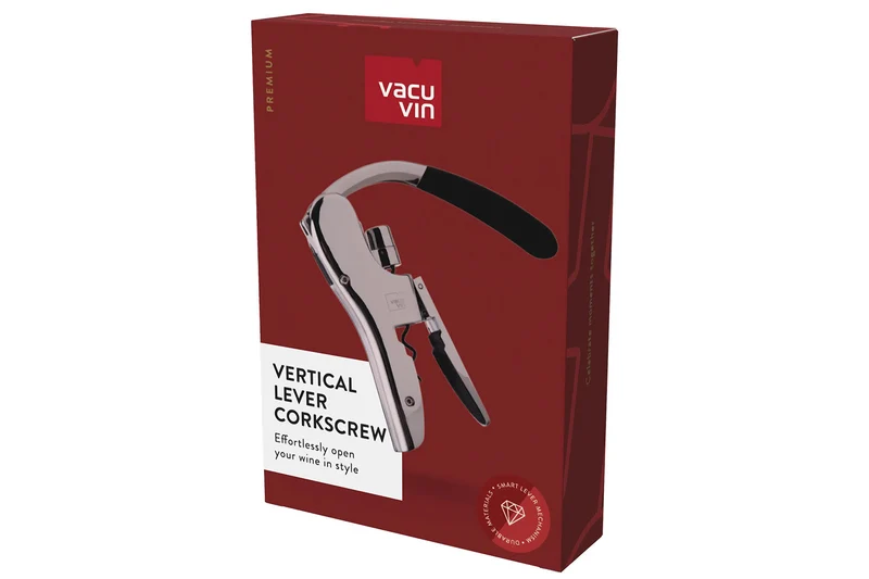 Tire-bouchon Vacu Vin à levier vertical noir 18,5cm