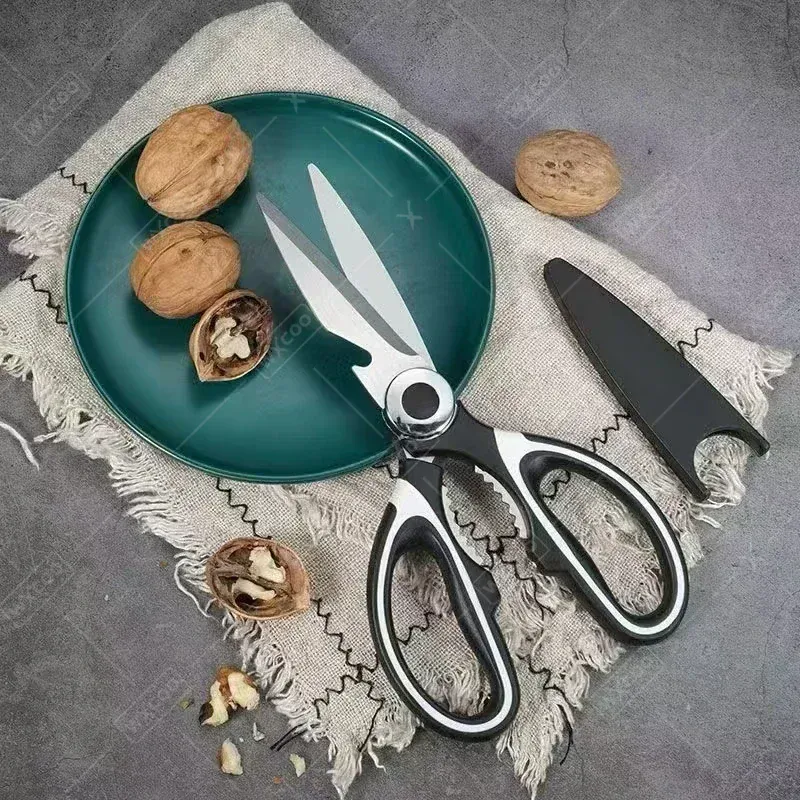 Ciseaux de cuisine multifonctions en inox pour découpe de viandes
