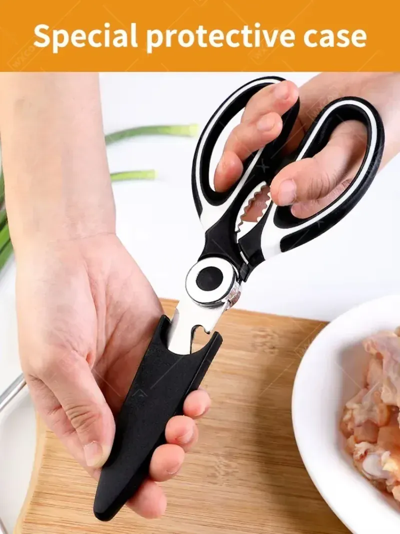Ciseaux de cuisine multifonctions en inox pour découpe de viandes
