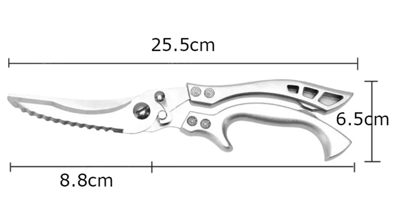 Ciseaux de cuisine multifonctions en inox pour découpe de viandes