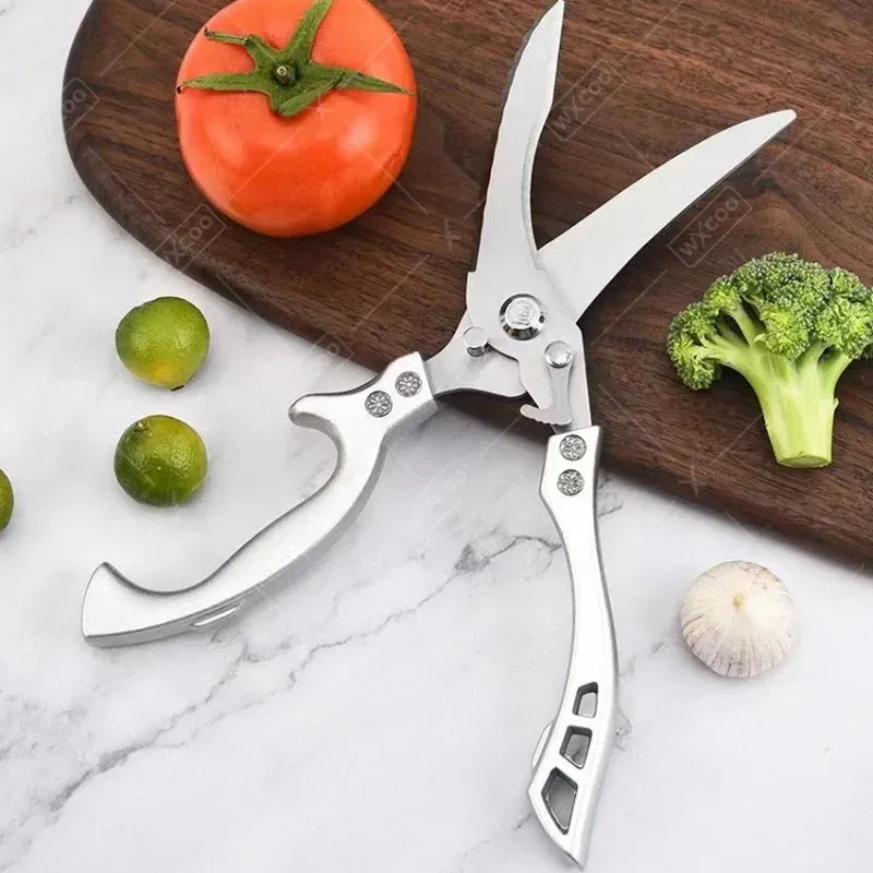 Ciseaux de cuisine multifonctions en inox pour découpe de viandes