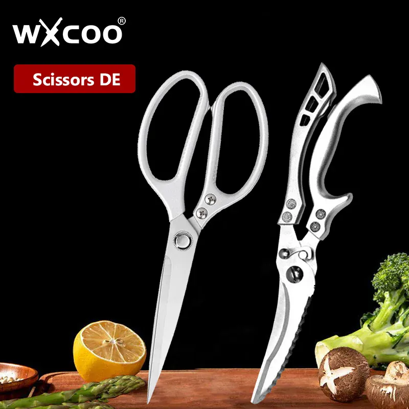 Ciseaux de cuisine multifonctions en inox pour découpe de viandes