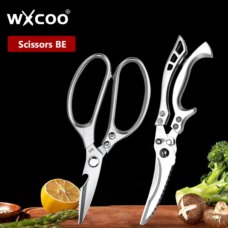 Ciseaux de cuisine multifonctions en inox pour découpe de viandes