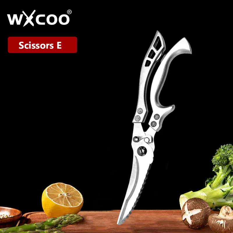 Ciseaux de cuisine multifonctions en inox pour découpe de viandes